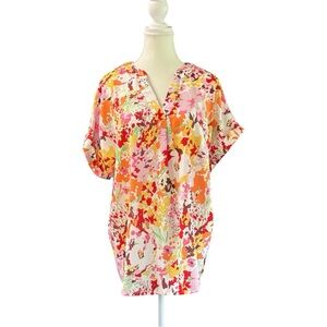 Vibrant Multicolor Abstract Blouse - Size XL (No Brand Tag)